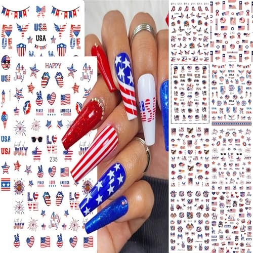 4th of July Nail Sticker for Art Self Art Self Adhesive Indenpendece Day Nail