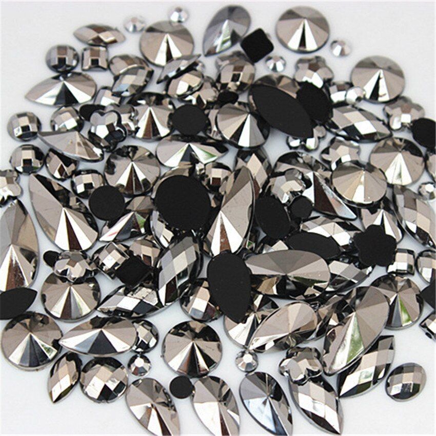 Mixed Shape Acrylic Bead 300pcs Non Hotfix Flatback Gem Beads 3D Nail Art Stones