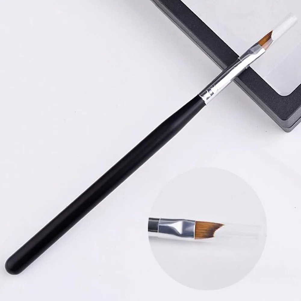 1pcs 16cm French Nail Brush Oblique French Tips Pen Black Handle Smile Brushes