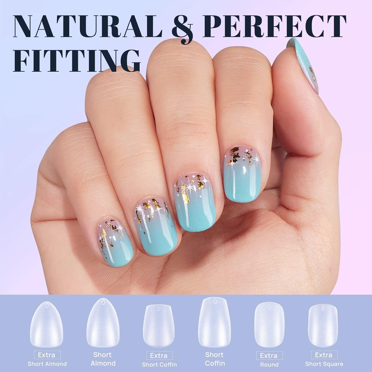 Ejiubas Gel Tips Pre-Buff Extra Short Oval Nail Tips XXS/XS Ultra Thin 200 PCS