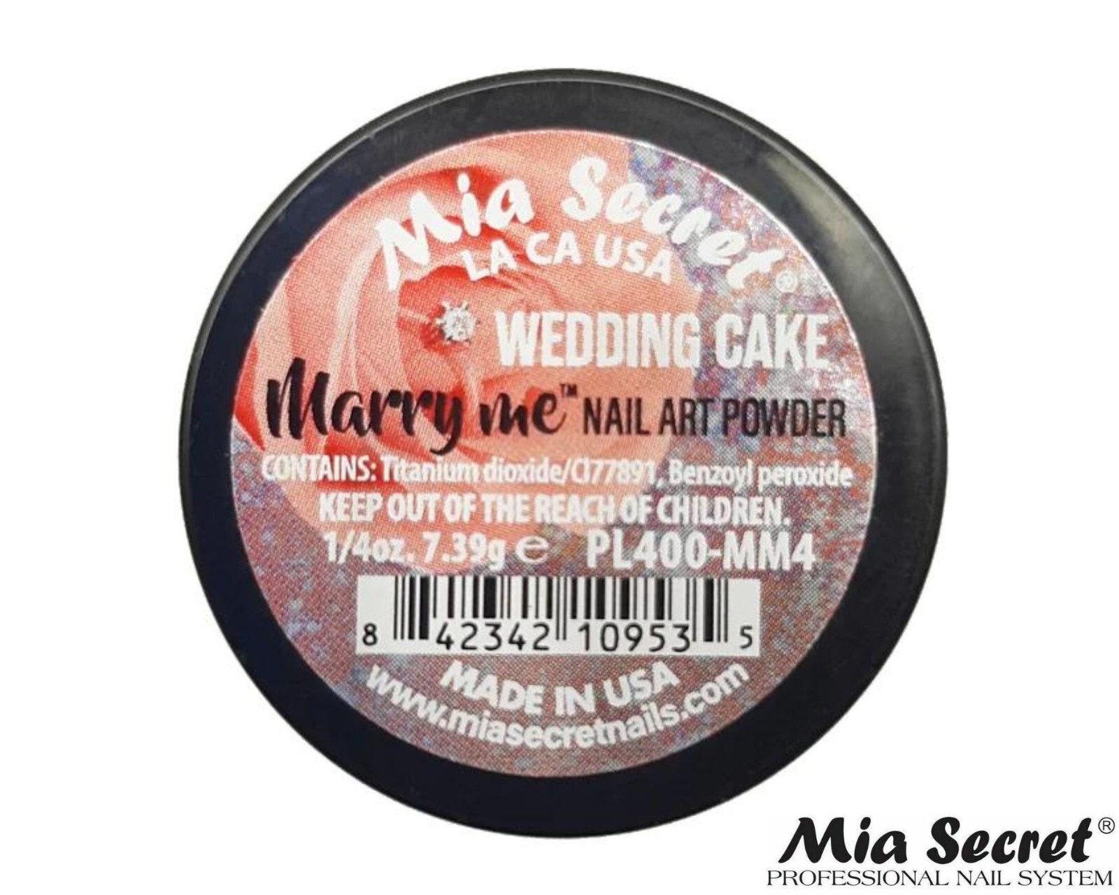 MIA SECRET Nail Art Powder 1/4oz-WEDDING CAKE (MARRY ME COLLECTION)