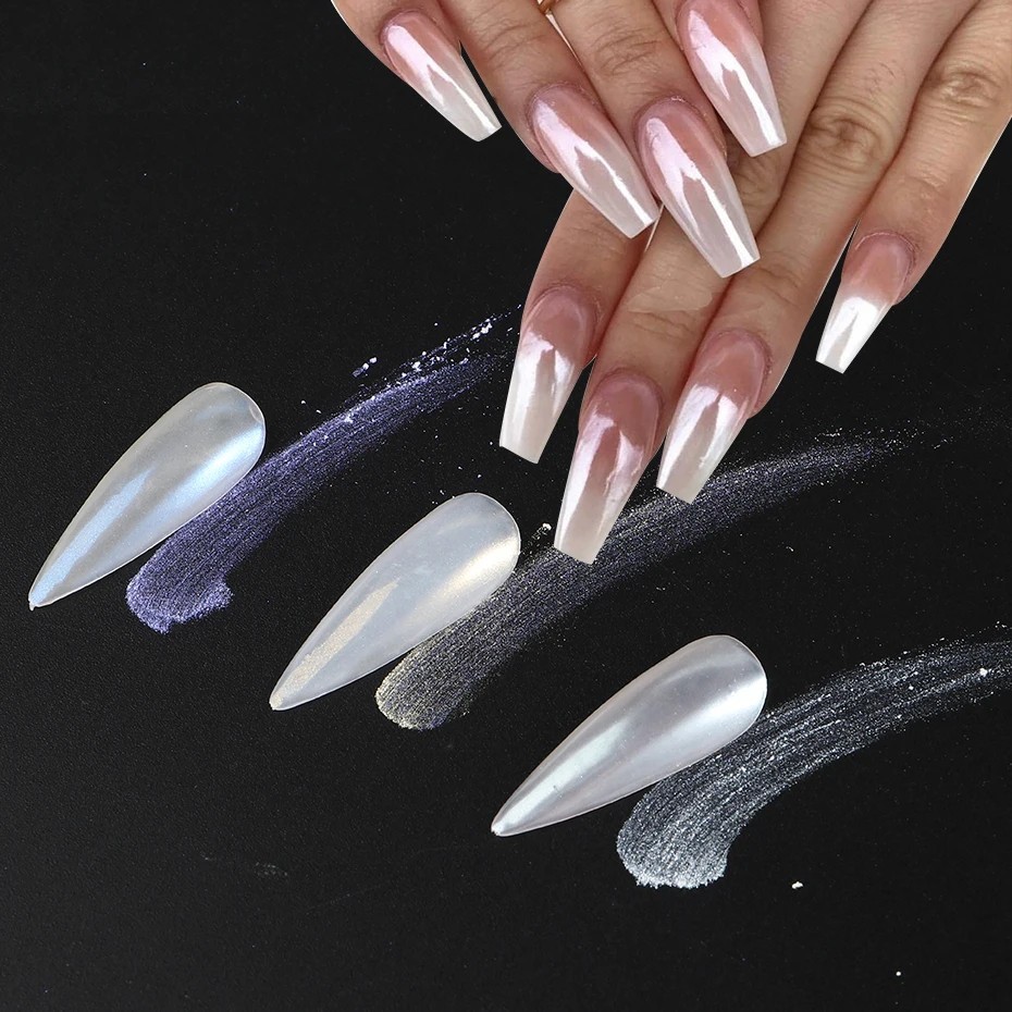 White Pearl Chrome Nail Powder Glitter Art Powder Dust Glimmer Hot Nails Premium