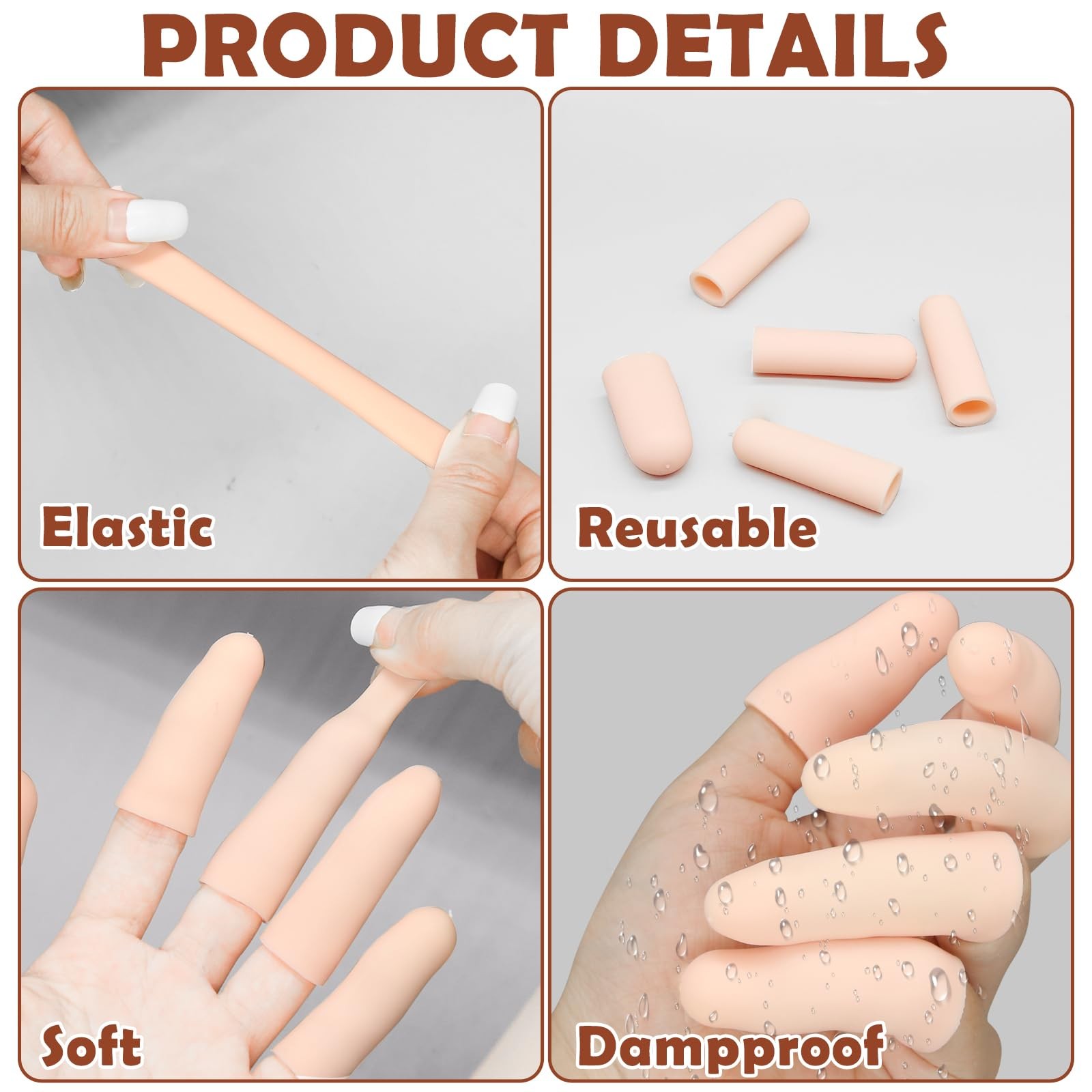 Protector de dedos de gel, fundas de silicona para las puntas de los dedos