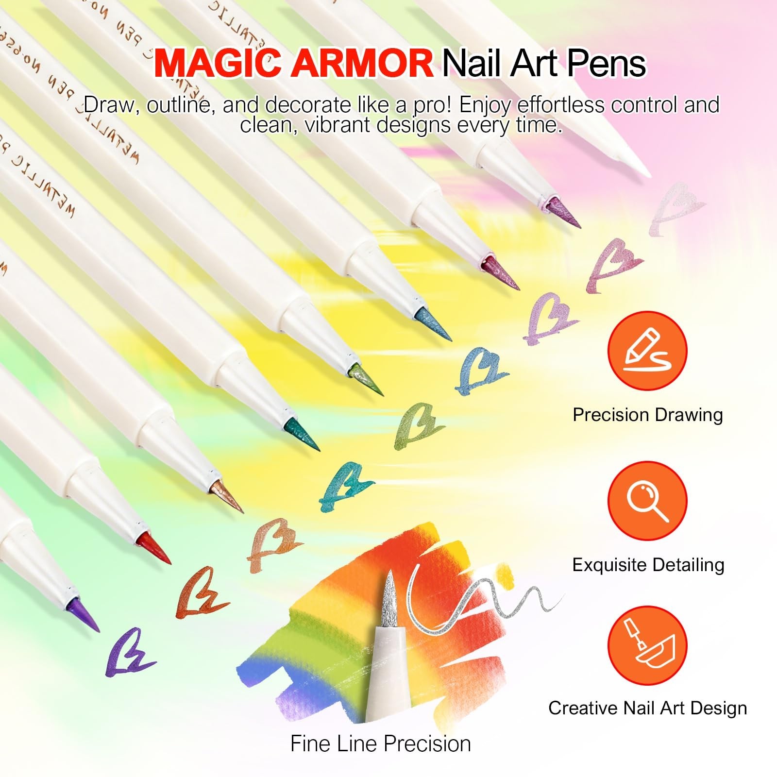 30 Metallic Nail Art Pens Set – 3D Acrylic Paint Markers for DIY Manicure & Desi