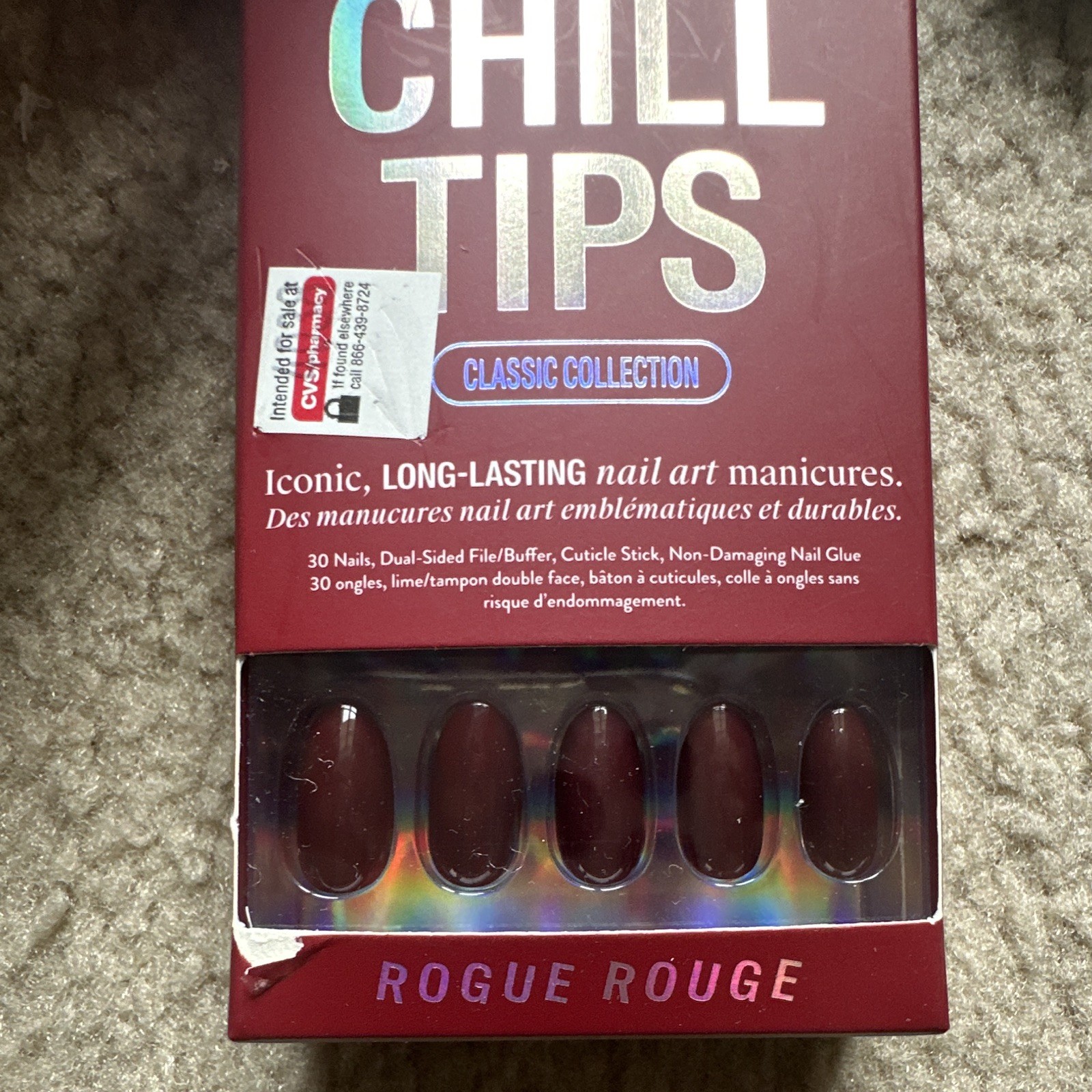 chillhouse Chill Tips Rogue Rouge Red Shiny Oval Press-On Nails