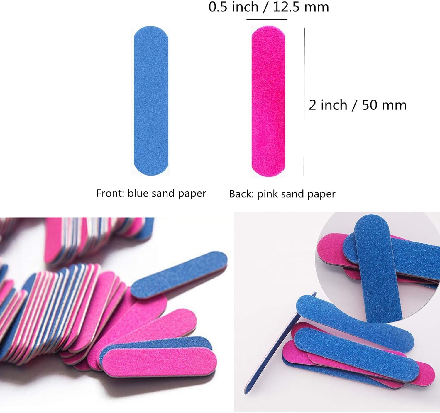 Mini Nail Files Bulk, 2 Inches Disposable Double Sided Emery Boards