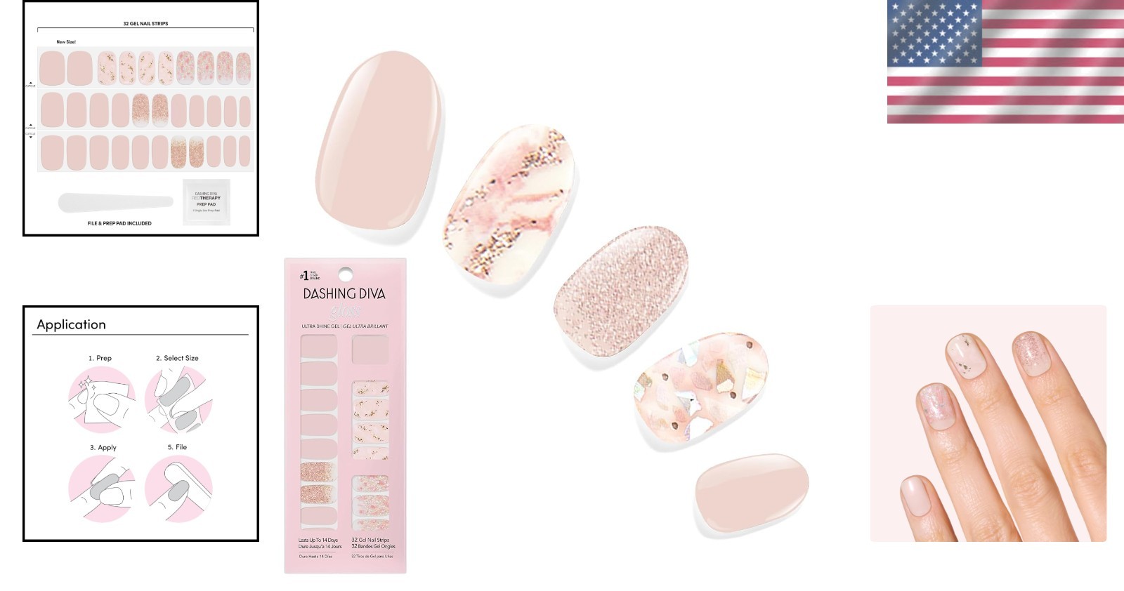 Crystal Clear Gloss Nail Strips – Easy French Nail Art, 32 Gel Wraps Included