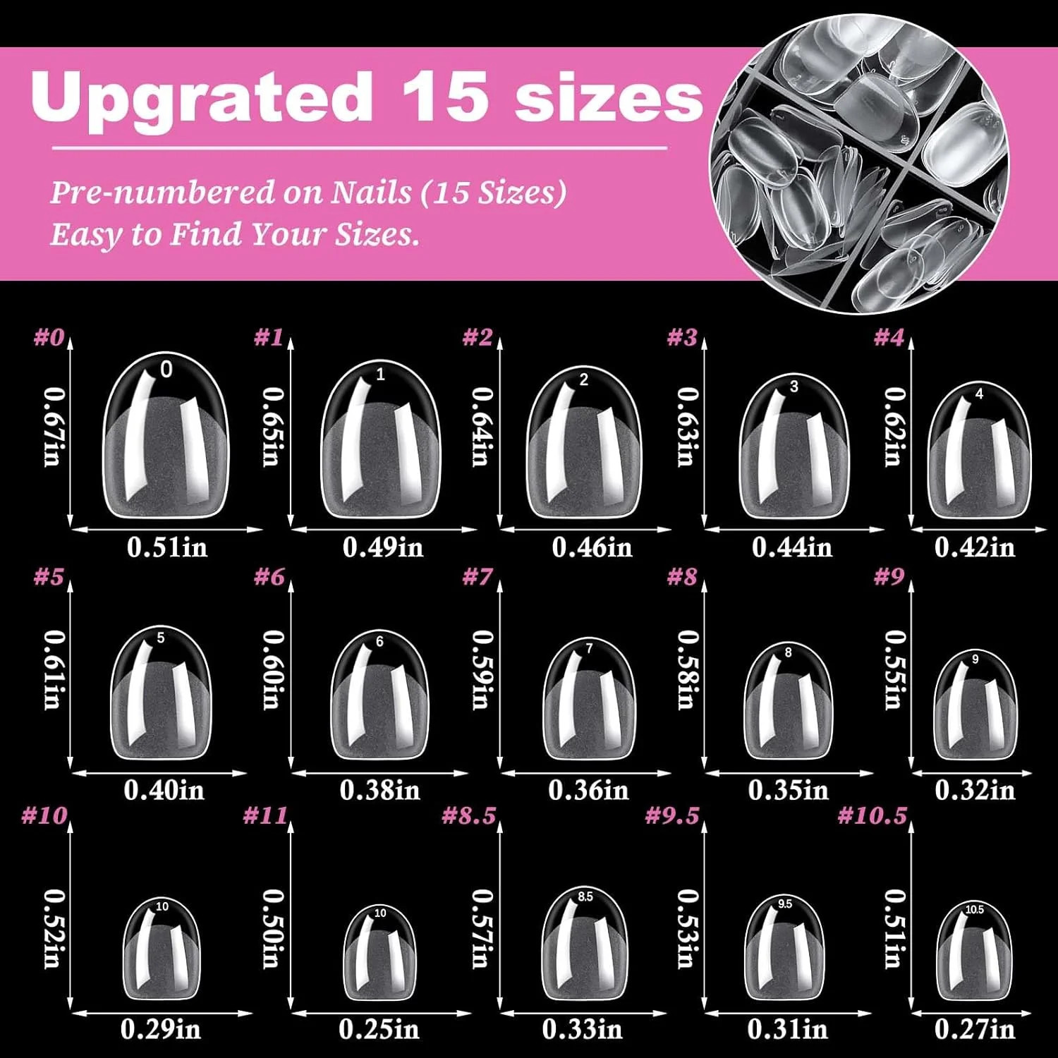300pc Extra Short Oval Gel Nail Tips Clear Fake Nail, Clear Press on Nails Short
