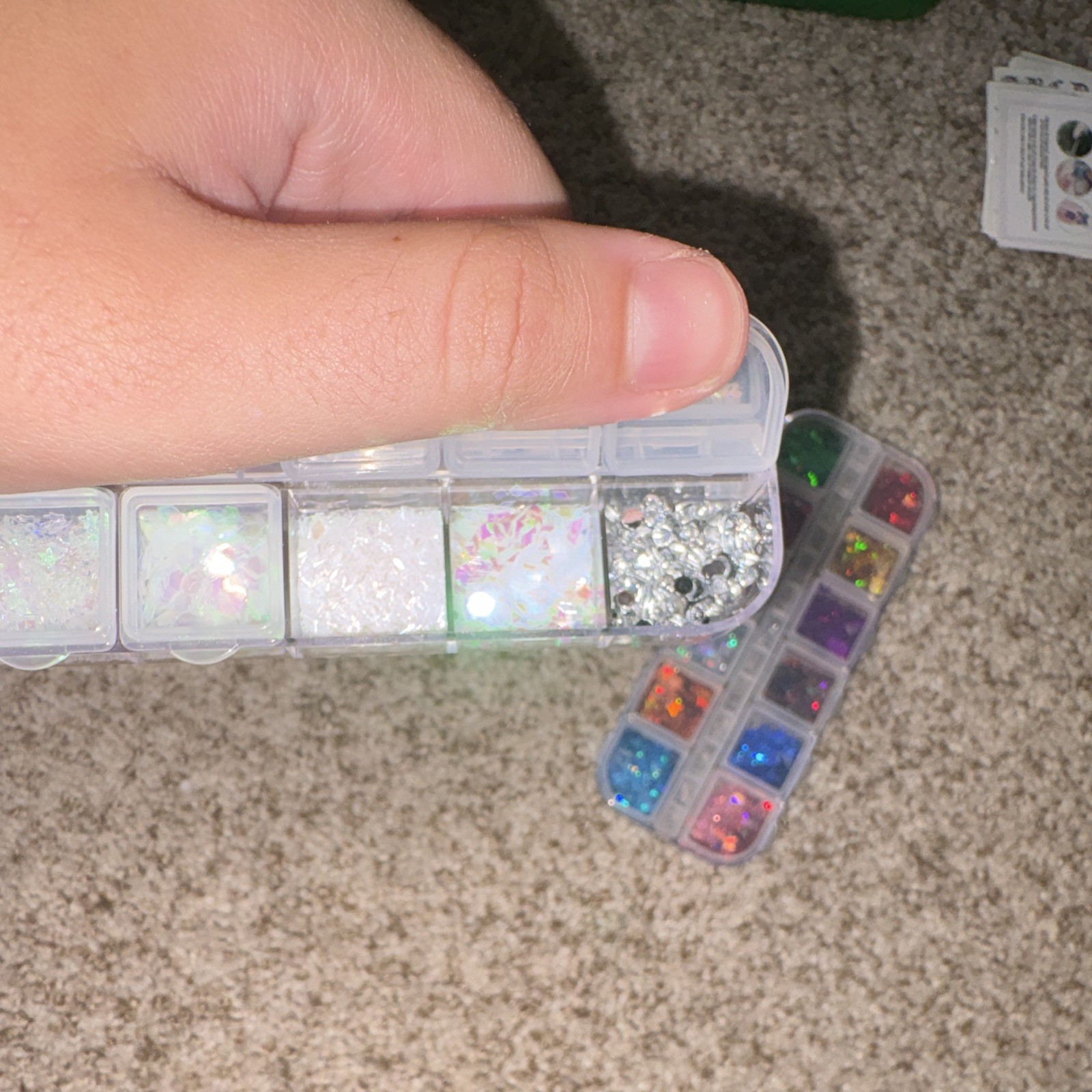 Nail Art Glitter Flakes Set, Multicolor Shiny Sparkle, Plastic Box Storage