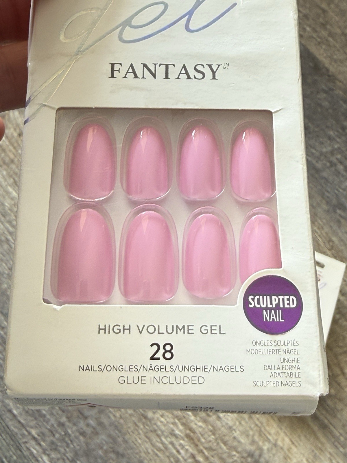 Kiss Gel Fantasy Medium Square/Almond/Round Pink Purple Yellow Press On Nails x3