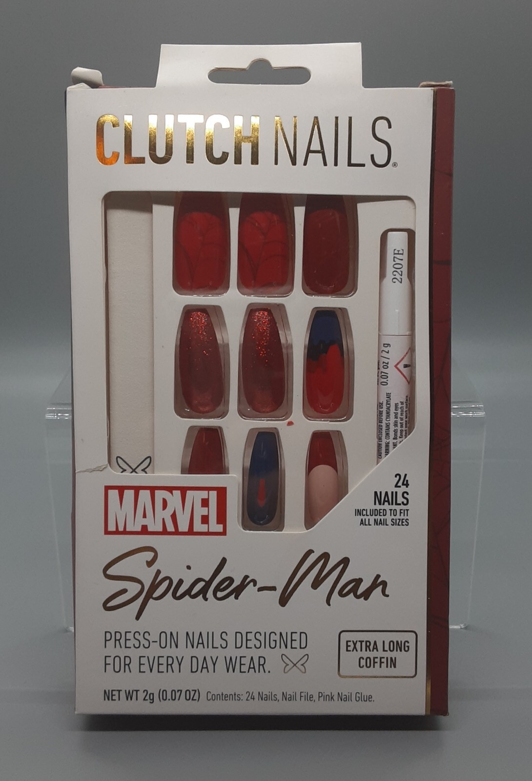 Spider-Man Press-On Clutch Nails 24 Nails Extra Long Coffin Marvel Comics New