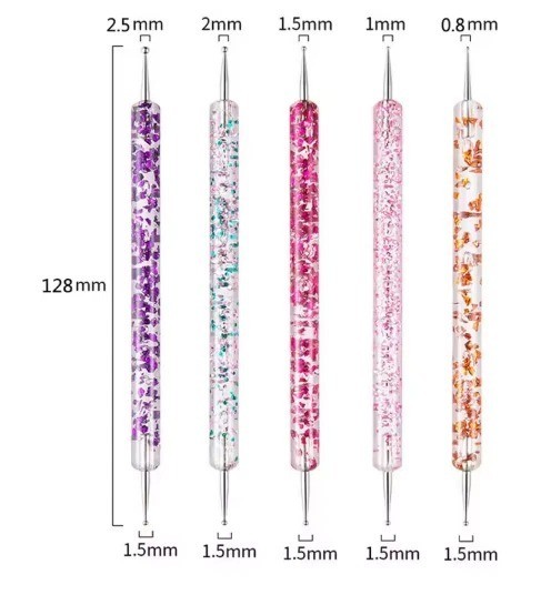 5 Pcs Nail Art Brushes Nail Dotting Tool Nail Art Tools 2 in 1 Nail Art Tool Set