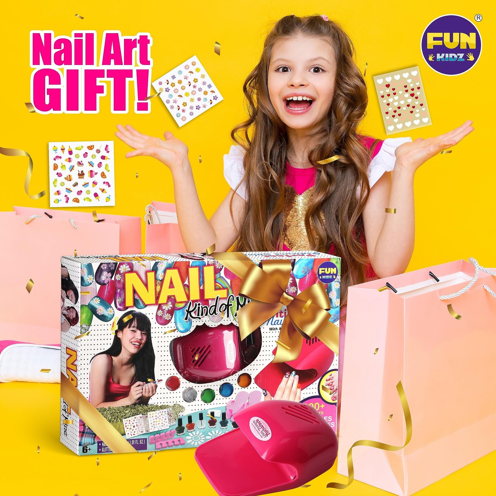 Kid Nail Art Kit for Girls, FunKidz Nail Studio Kits Size 17.91Wx12.4L with P…