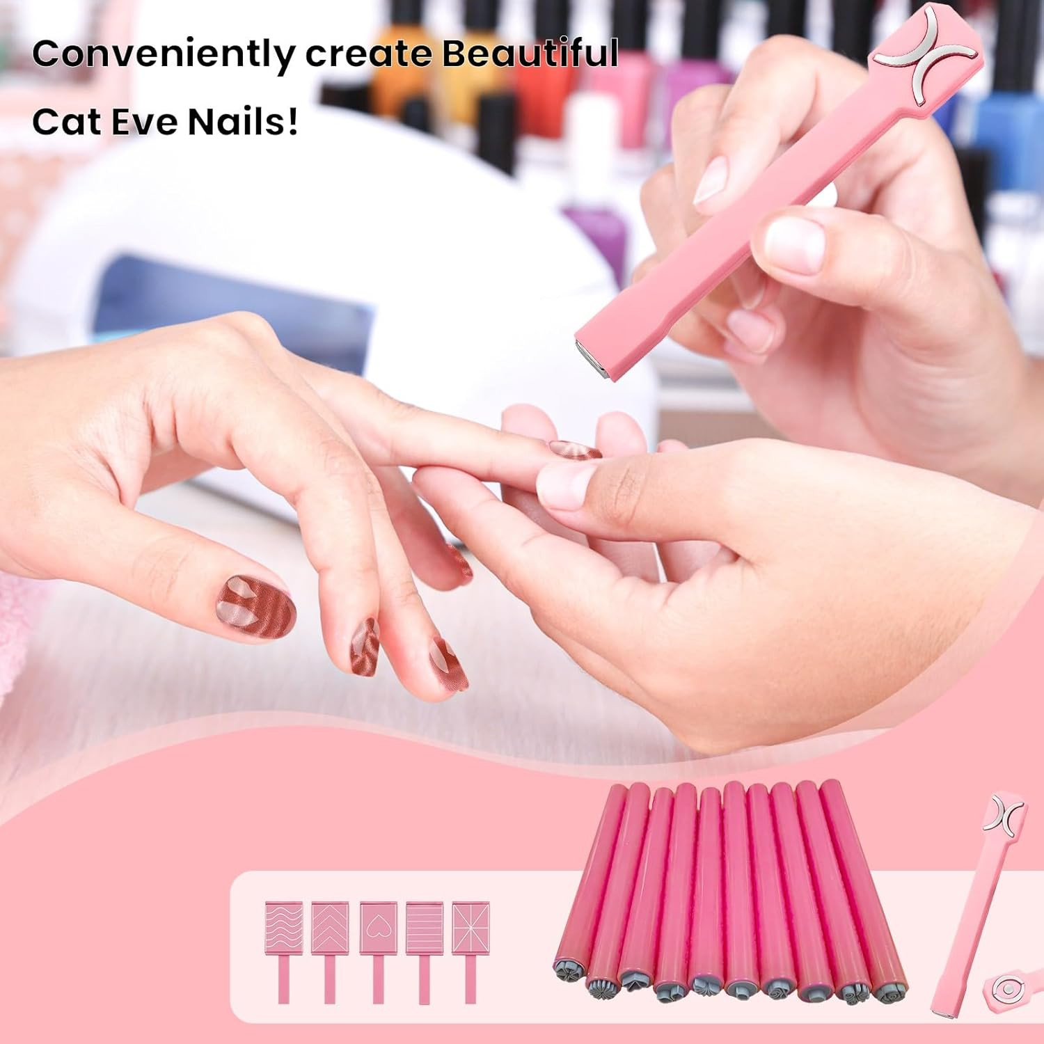 10Pcs Nail Art Stamp Pen Nail Art Flower Stamp Pen with 3 in 1 Nail Magnets Tool