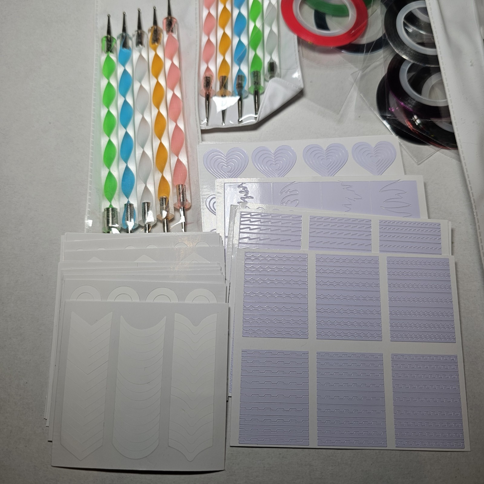 Nail Art Design Lot Dotting Tools Stickers Tattoos Striping Brushes Color Street
