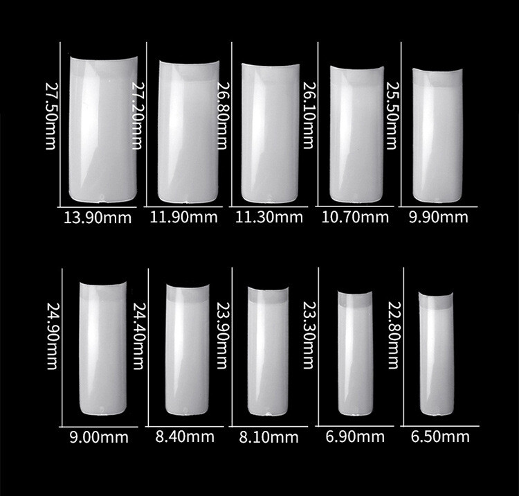 500Pcs French Half Cover Artificial False Square Nails Tips Acrylic UV Gel Clear
