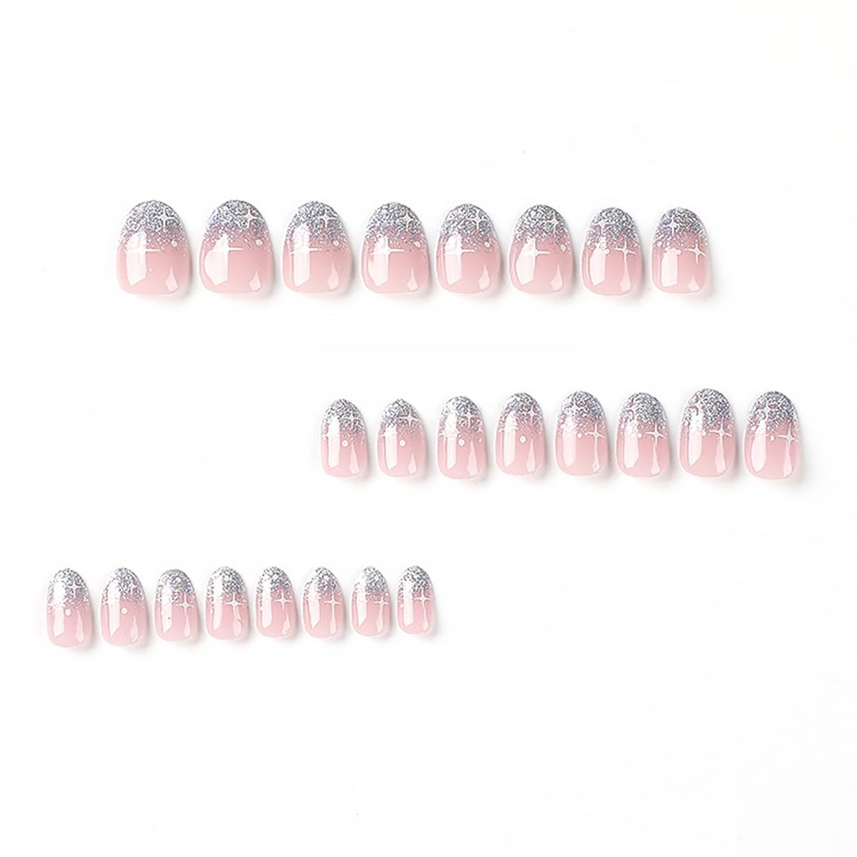 24Pcs petite press on nails Short Fake Nails 1 Ounce (Pack of 1), Multicolor
