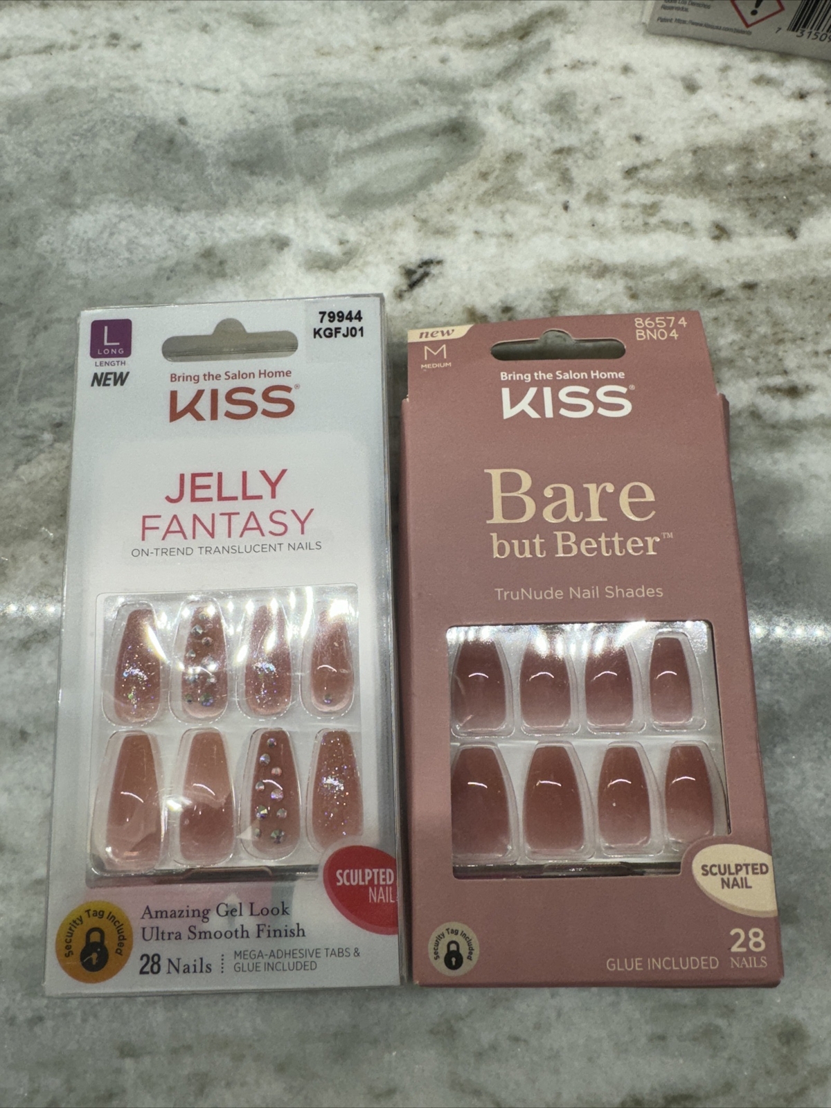 Kiss Nails Jelly Fantasy Press Glue Manicure Long Gel Stiletto Pink Nude Sculpt
