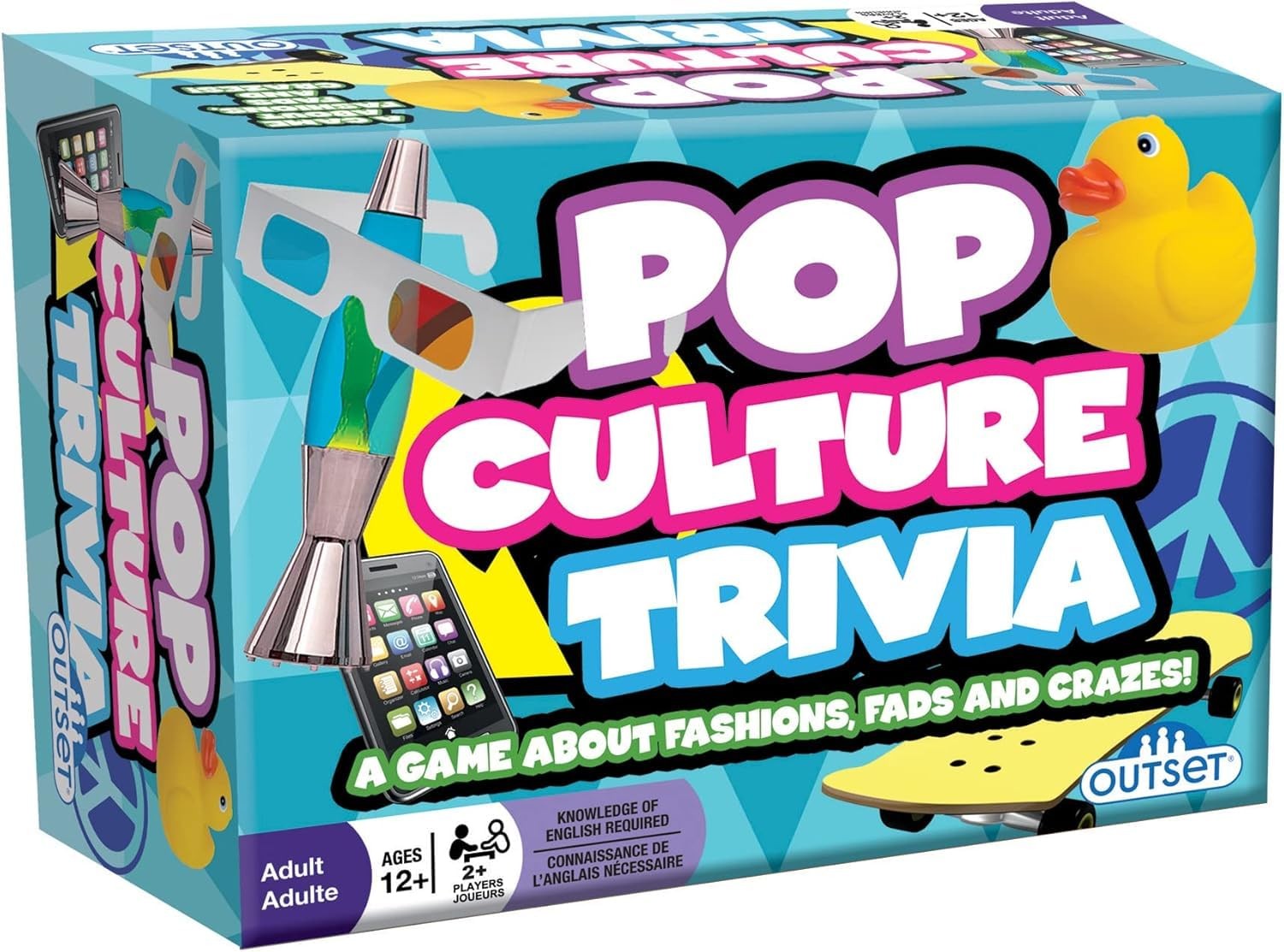 Outset Media Pop Culture Trivia 7 x 5 x 3 inches, Black and White With Red