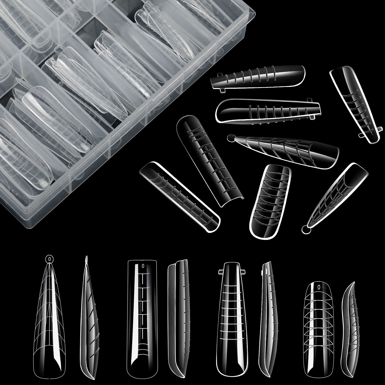 4 IN 1 Dual Nail Forms Molds Set For DIY Nail Extension Tips Manicure Tools