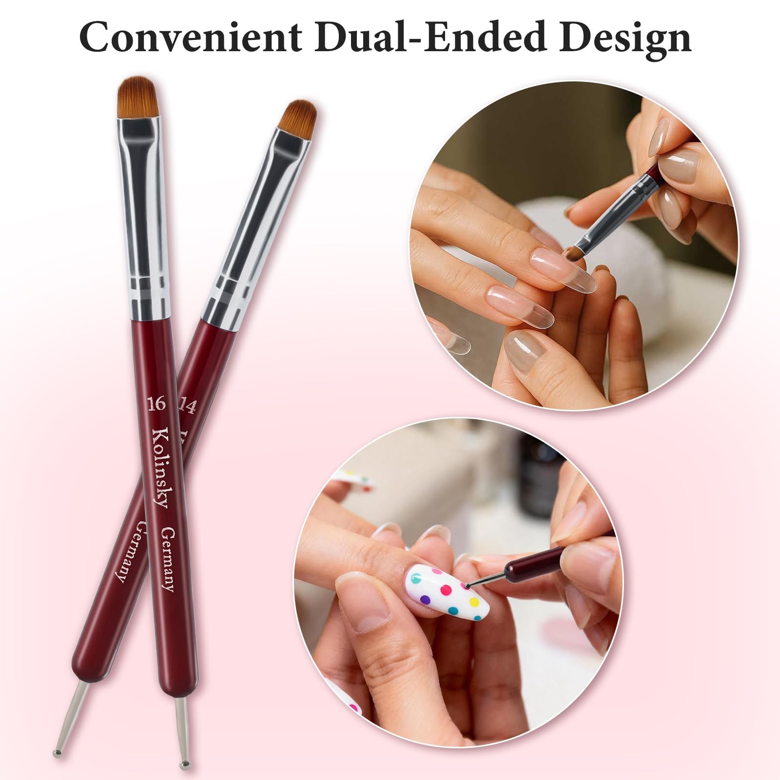 SIMPOR 4 Pieces French Tip Nail Brush and Clean Up Brush Set, Dual Ended Acry…