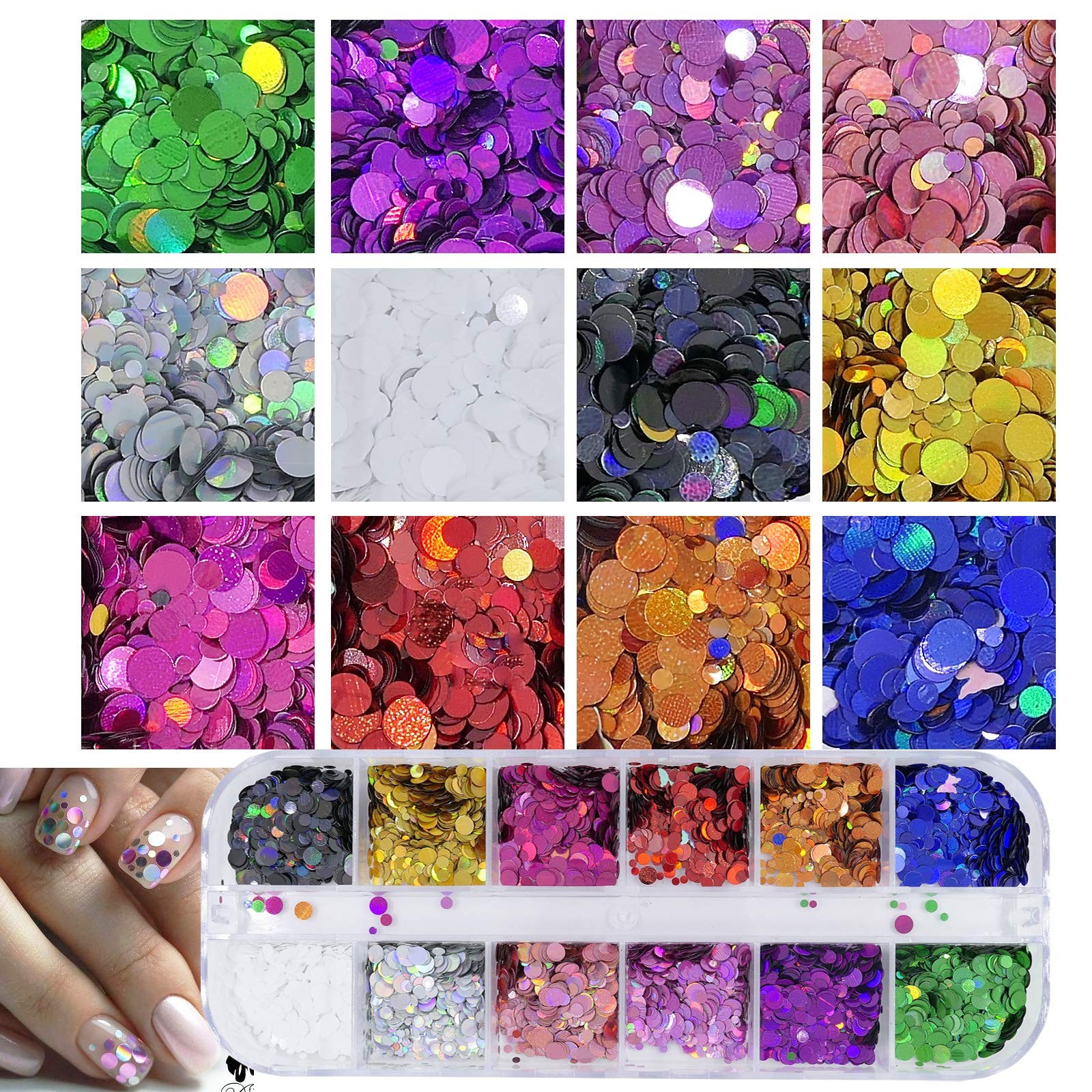 4 Boxes Holographic Nail Sequins Shapes Mixed Iridescent Nail Glitter Flakes …