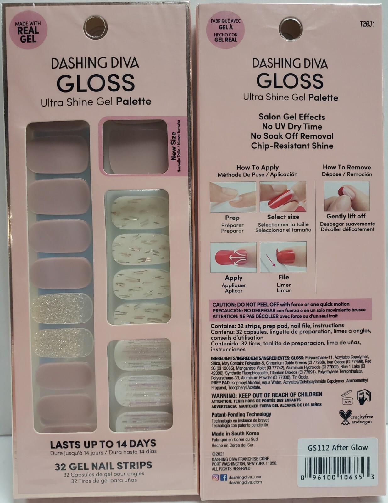 2 Dashing Diva Gloss Ultra Shine Gel Palette. After Glow 32 Nail Strips Each.