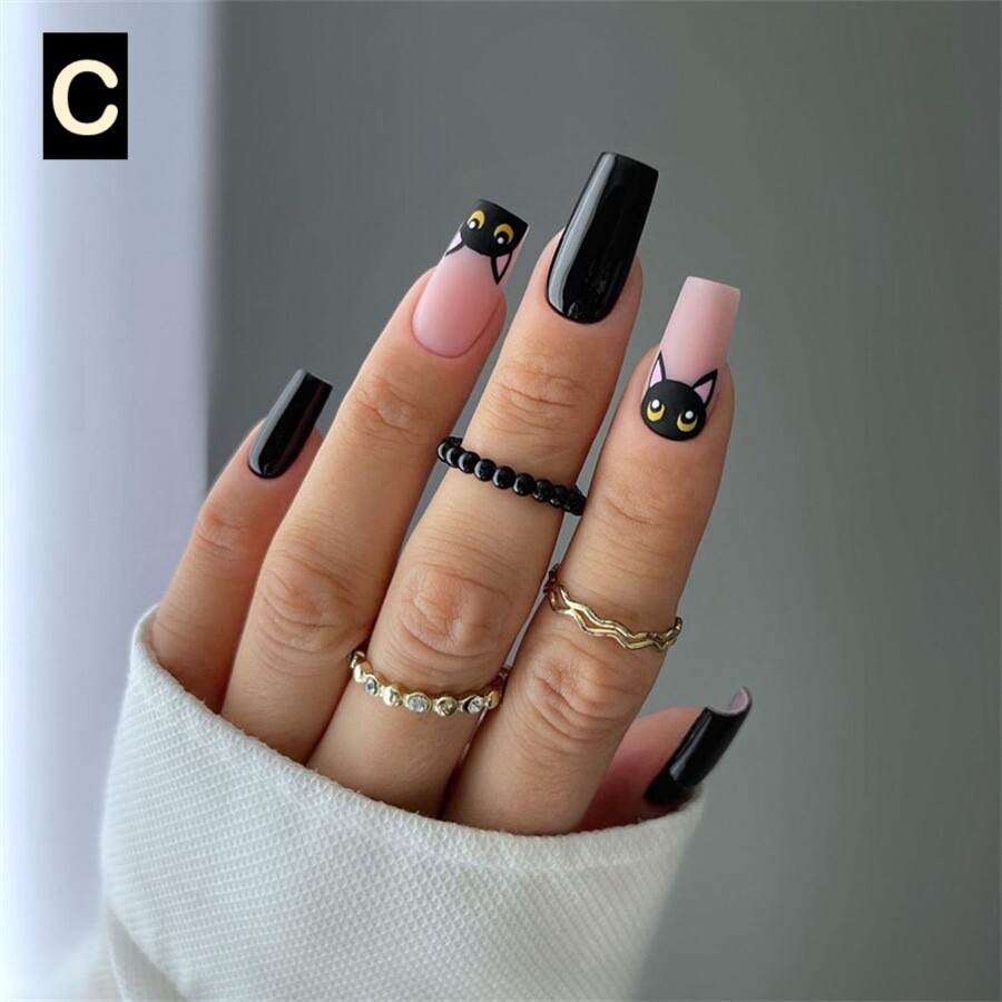 12 Boxes Flower Star French Tip Long/Mid/Short Square Press On Nails (Wholesale)