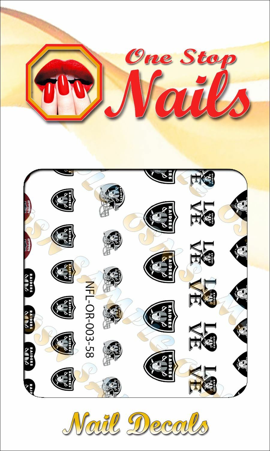 Raiders Nail Art Waterslide Decals Tattoo Ver.3 for Las Vegas football team fans