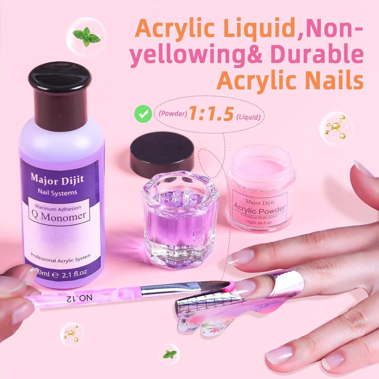 Acrylic Nail Kit with Electric Drill 12 Color Powder Monomer Nail Art Tools Set