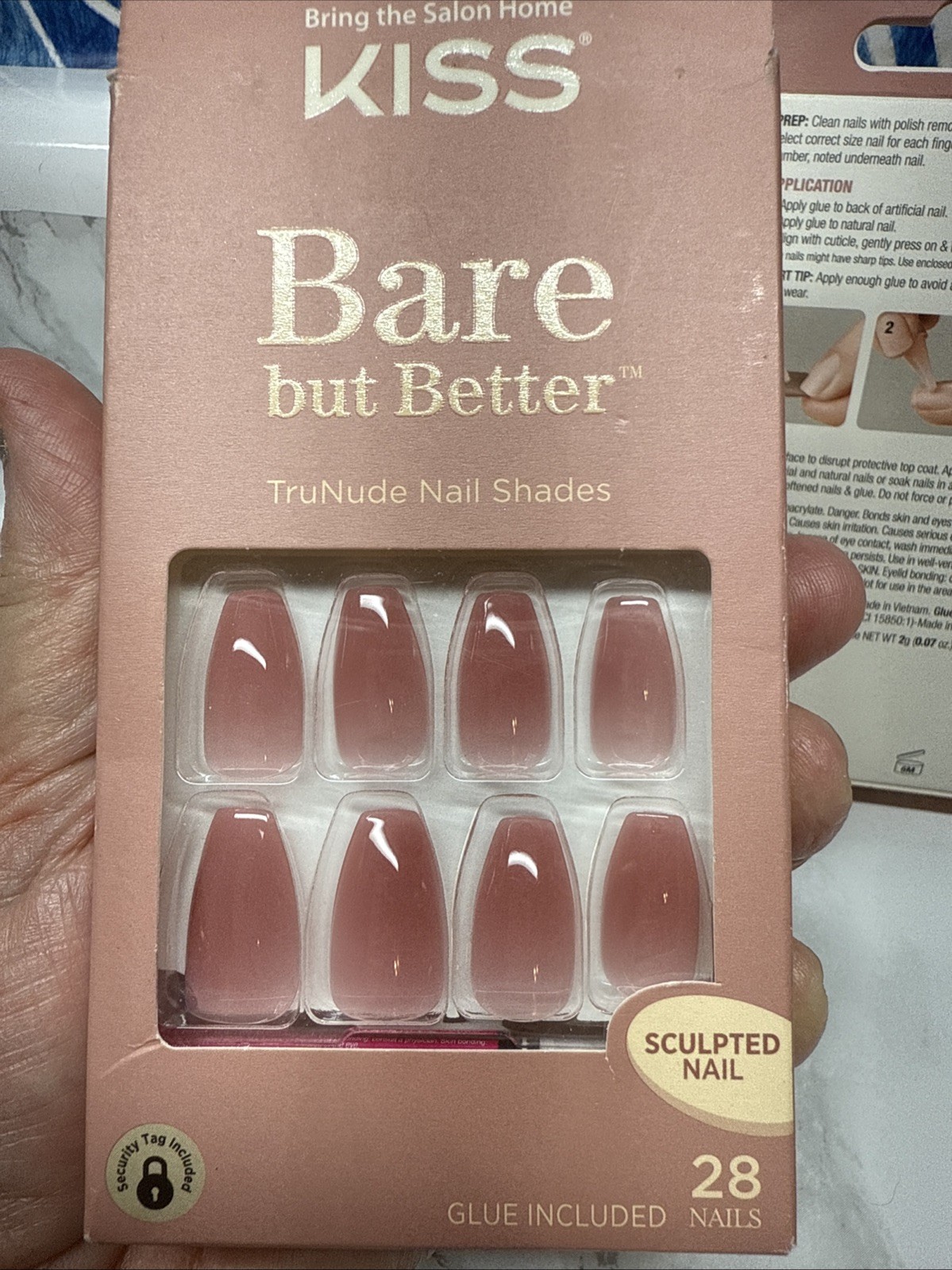 KISS Tru Nails Bare But Better Medium Glue Included Nude Set Of 2 (56nails) New