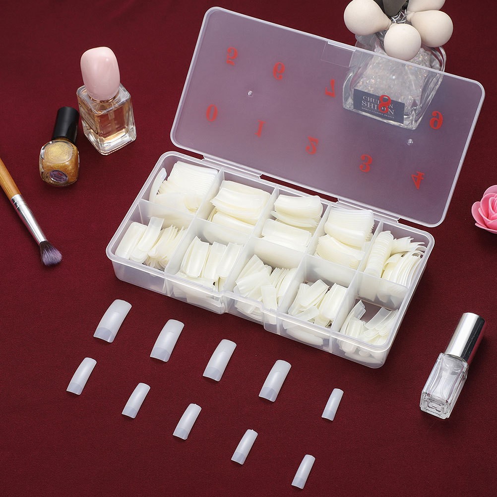 1000Pcs Reusable ABS Artificial Nail Tips Coffin Shape for Creative DIY