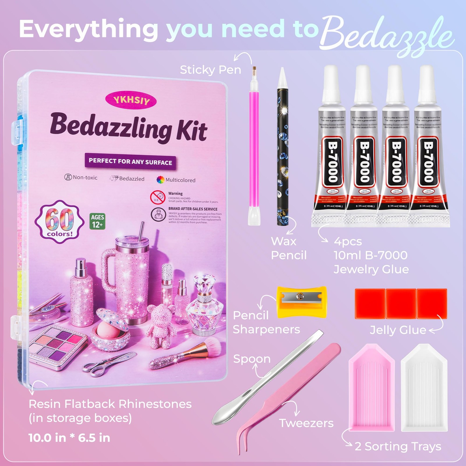 Bedazzling Kit 48000Pcs 60 Colors Resin Jelly Rhinestones, Multicolor 3mm Fla…