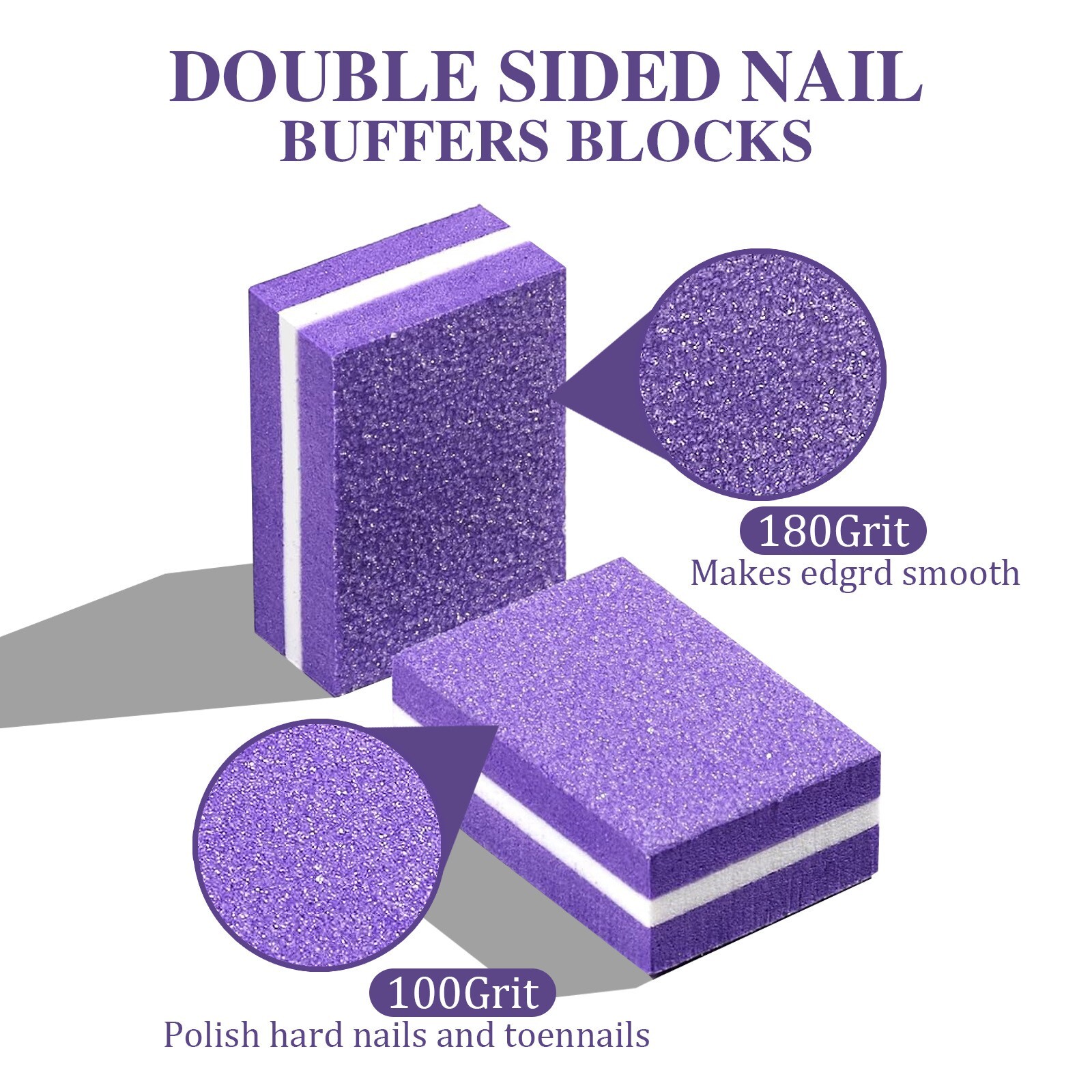 50Pcs Mini Nail Buffer Blocks 180/100 Grit Durable Nail Sanding Blocks Nail Tool