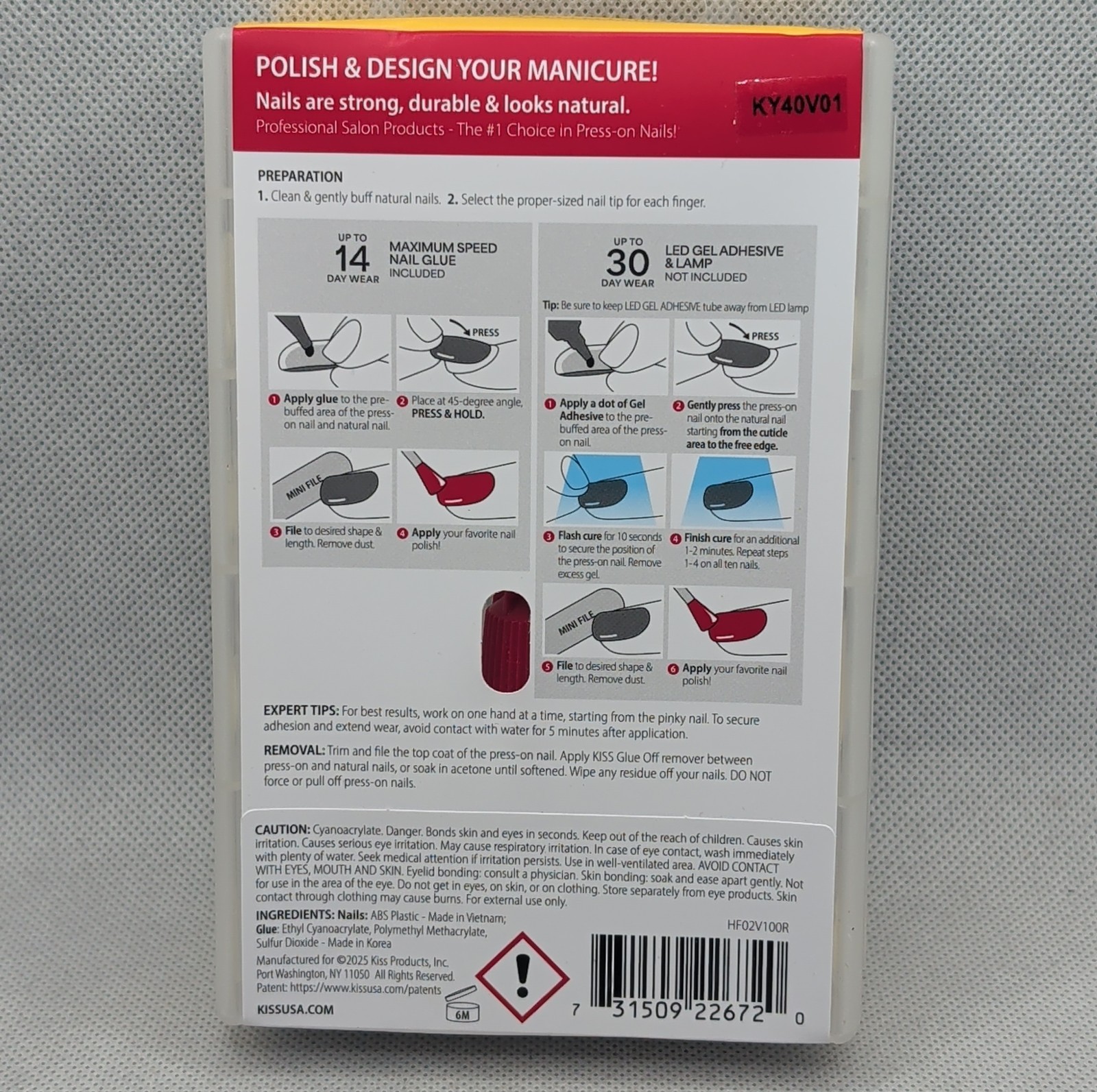 Kiss 140 Tips Full Cover Medium Round Nails With Nail Glue