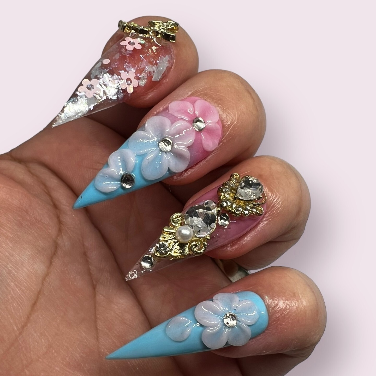 Luxurious Handmade Acrylic Press On Nails – A12 – High Quality & Reusable