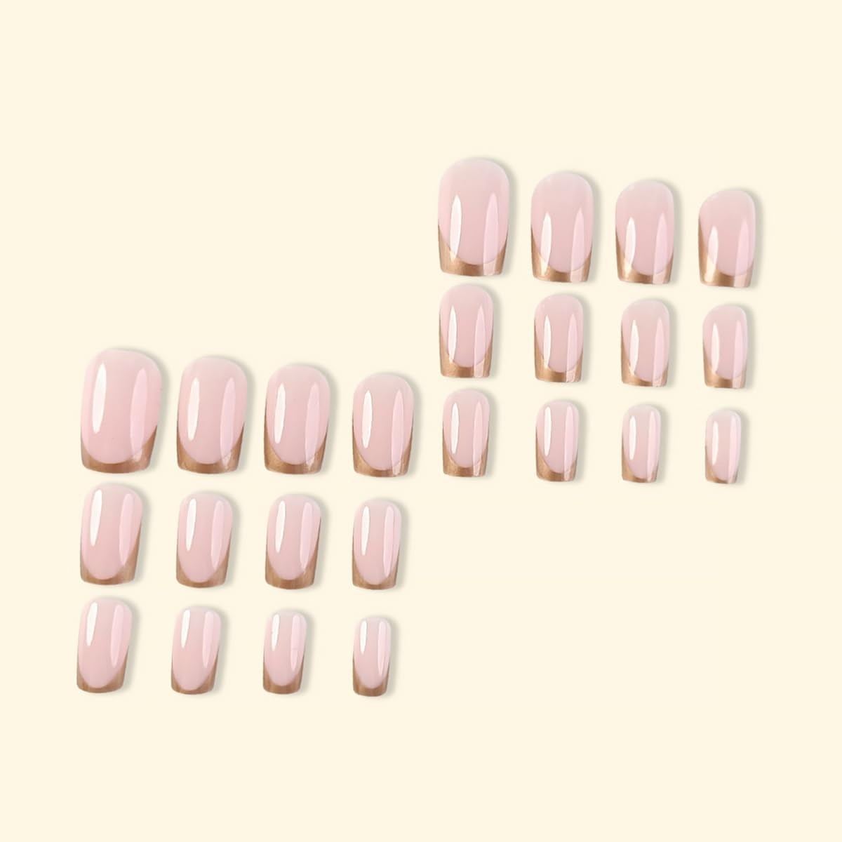24 Piece Gold French Tip Press-On Nails – Quick Application for Glam Hands