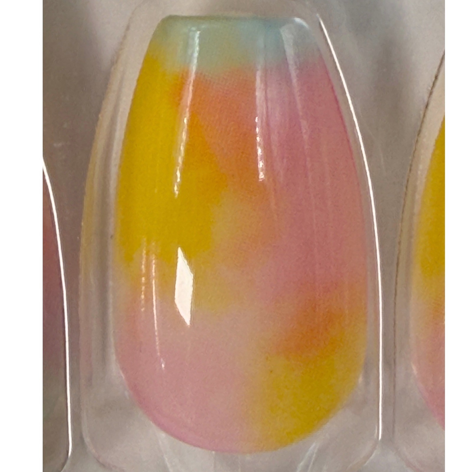 KISS imPRESS Press-On Manicure Nails PureFit Pink Yellow Tie Dye Glitter 105-38
