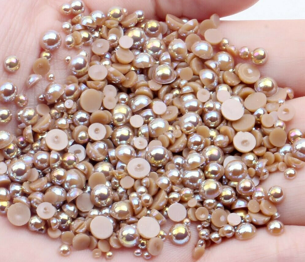 50/250pcs Mixed 3D Gold/Silver Metallic Round Solid Bead Stud Nail Art Decoratio