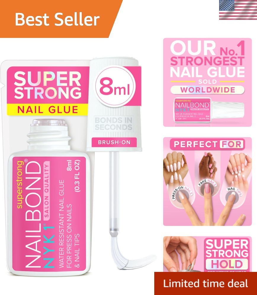 Super Strong Nail Glue – Fast Drying 8ml Brush On Adhesive for Press On Nails