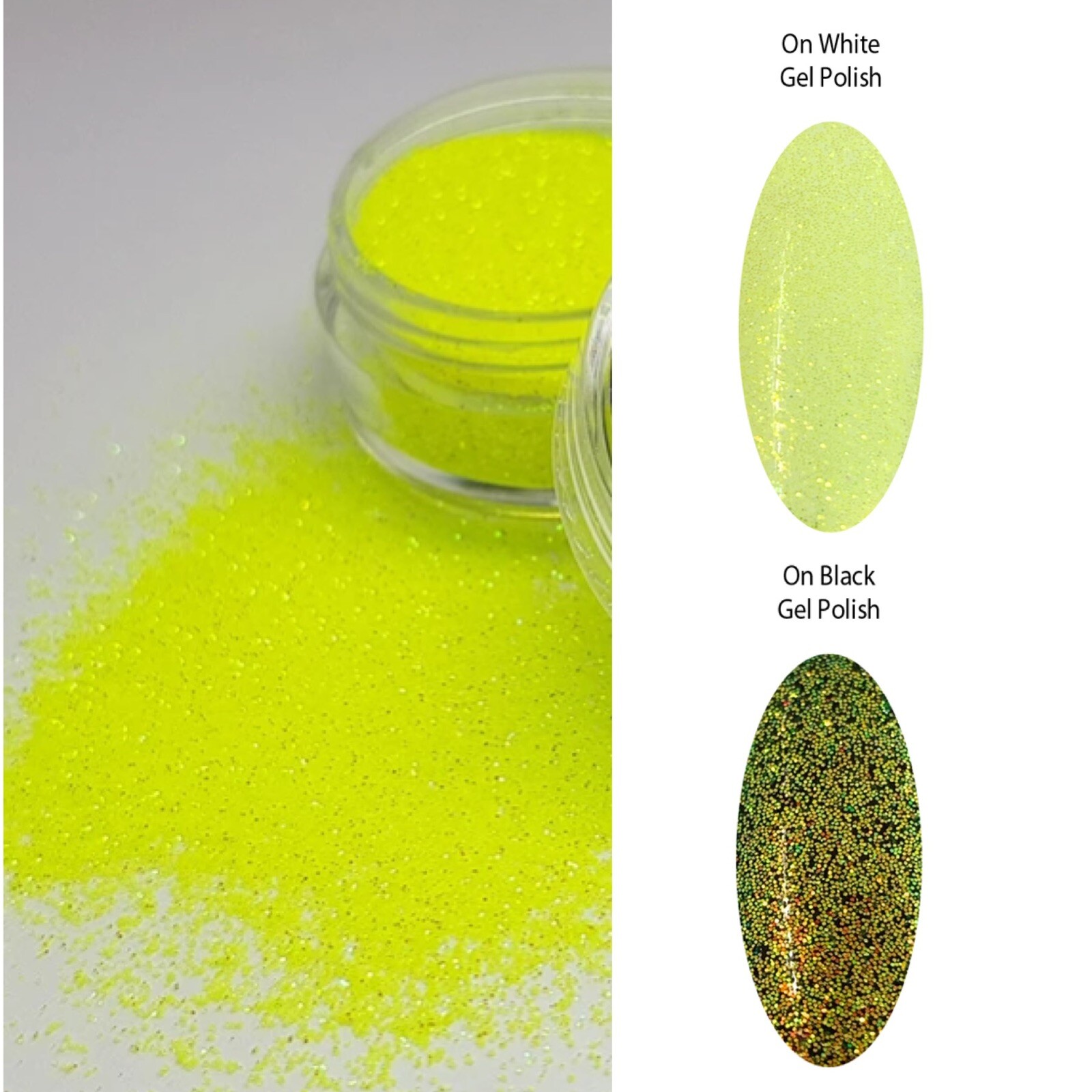 Iridescent Nail Glitter Neon Yellow Powder Golden Nails Frost Effect Colourful
