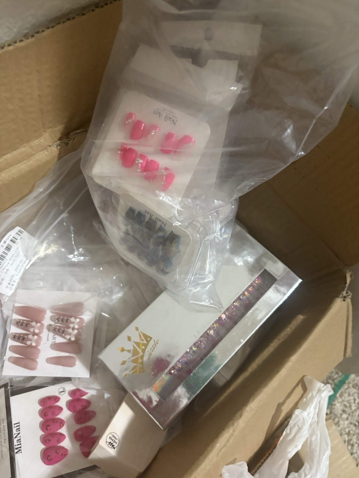 Custom Acrylic Nail Art Kit Handmade Press-On Nails with Glue Size Medium New