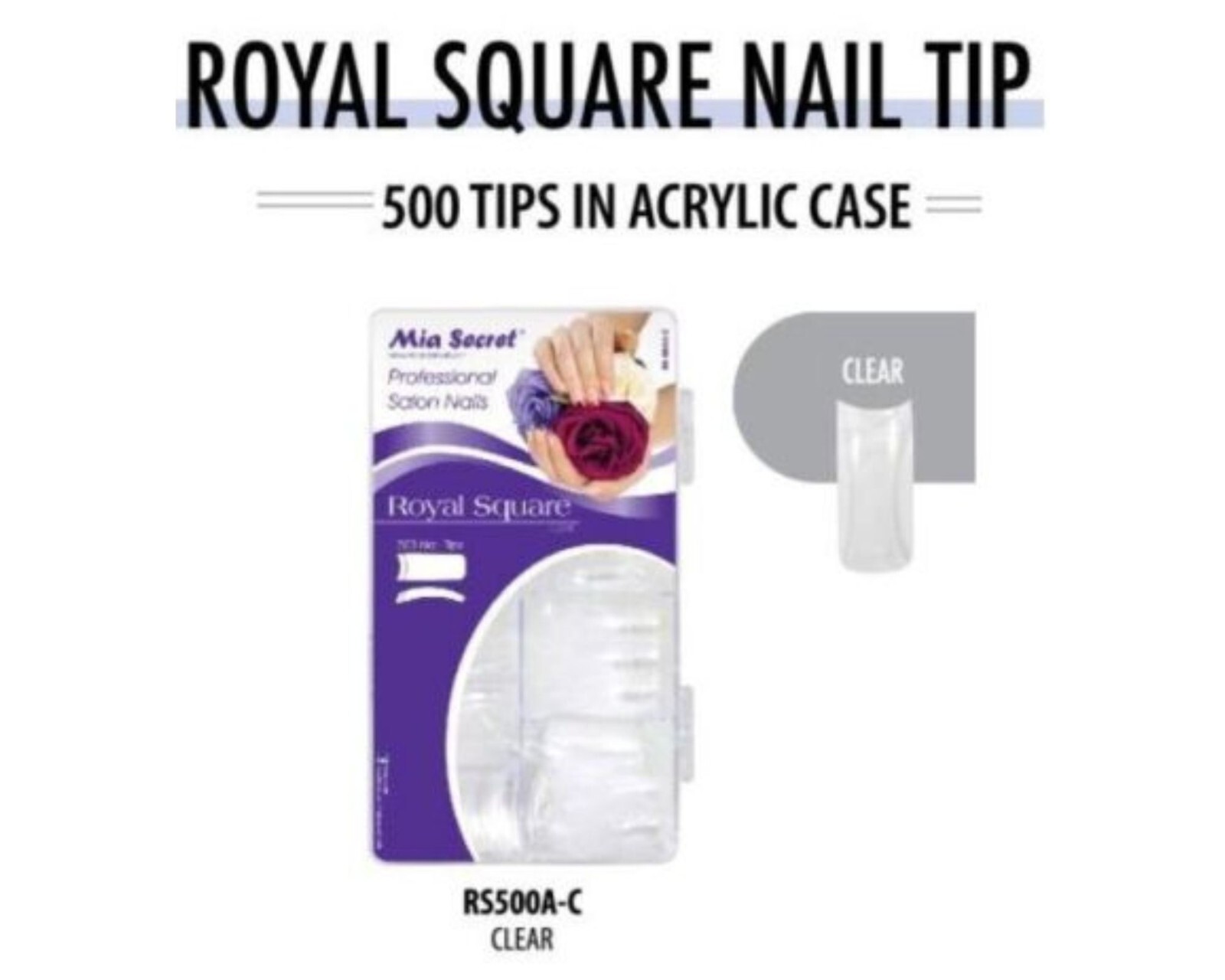 Mia Secret Nail Extension – Nail Tips ROYAL SQUARE- Clear ( 500 TIPS )