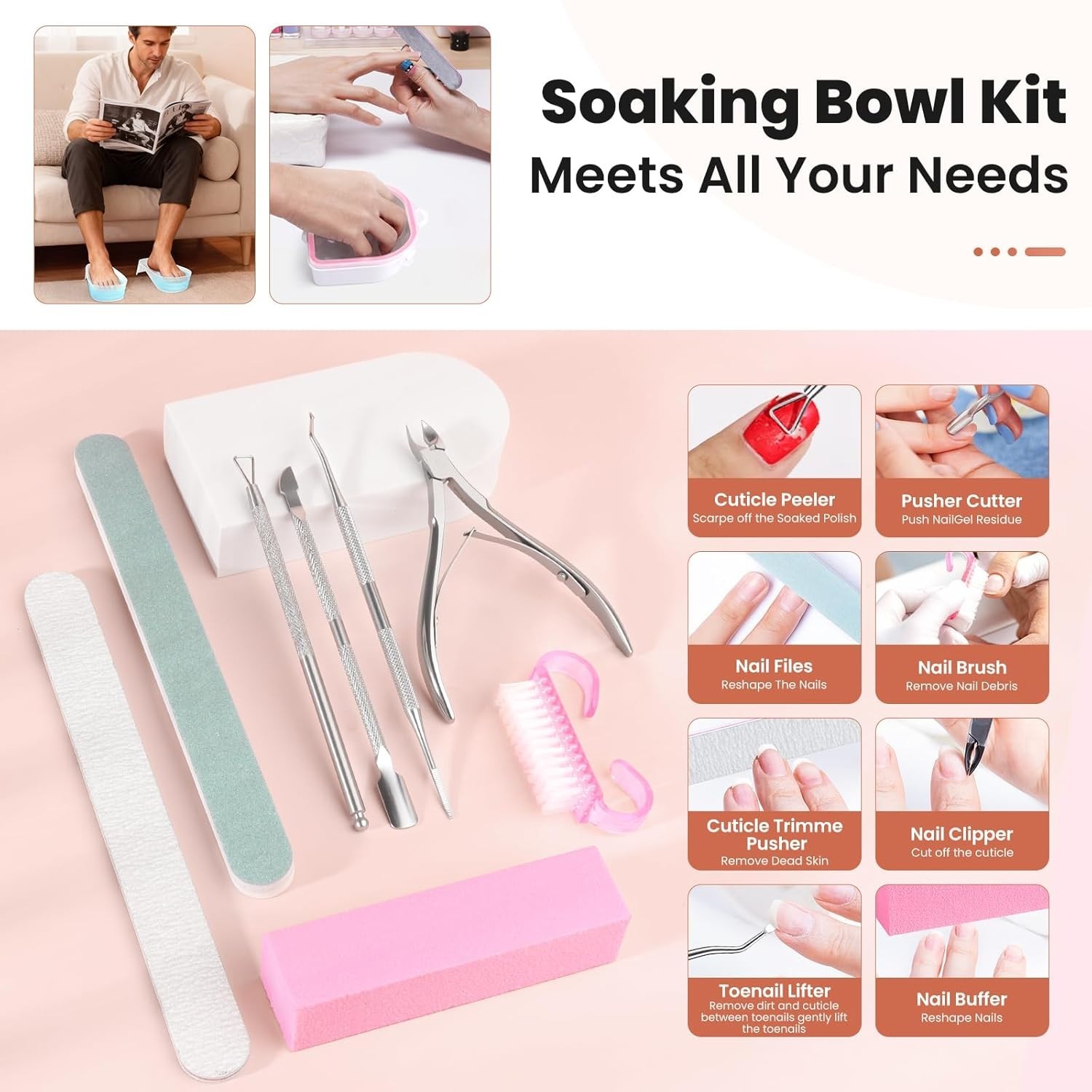Hand Toe Nail Soaking Bowl: 12PCS Large Size Hand & Foot Nail Soak Off Bowl f…