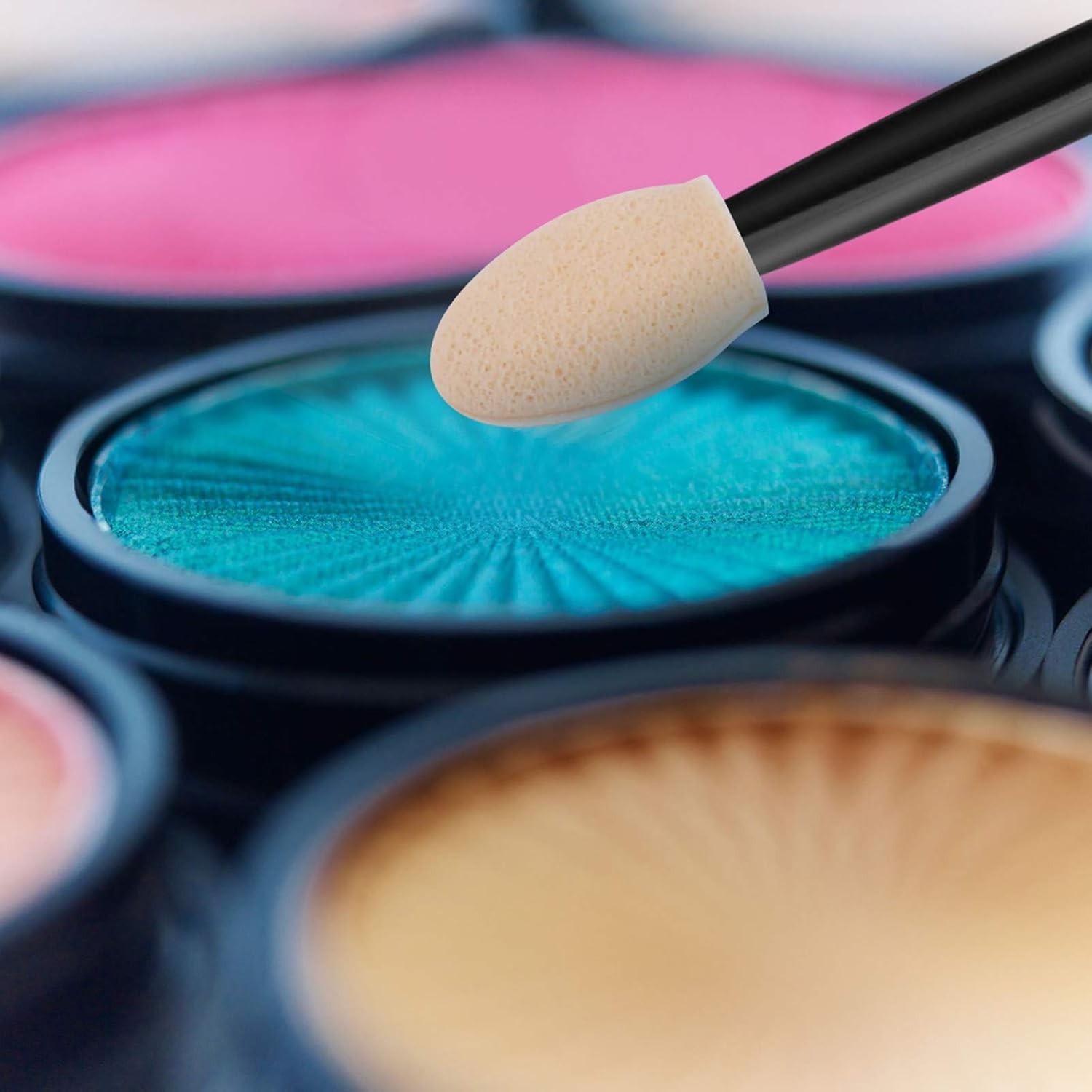 Disposable Sides Eye Shadow Spon Applicators with Container,