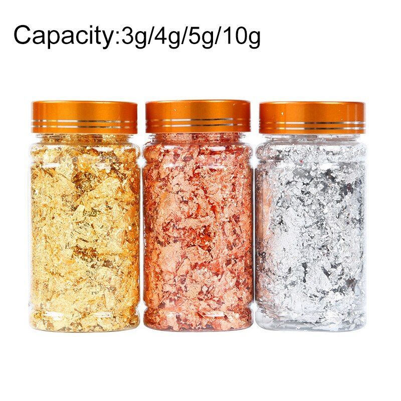 3/4/5/10g Shiny Gold Leaf Flakes Sequin Glitter Confetti For Painting / Nail Art