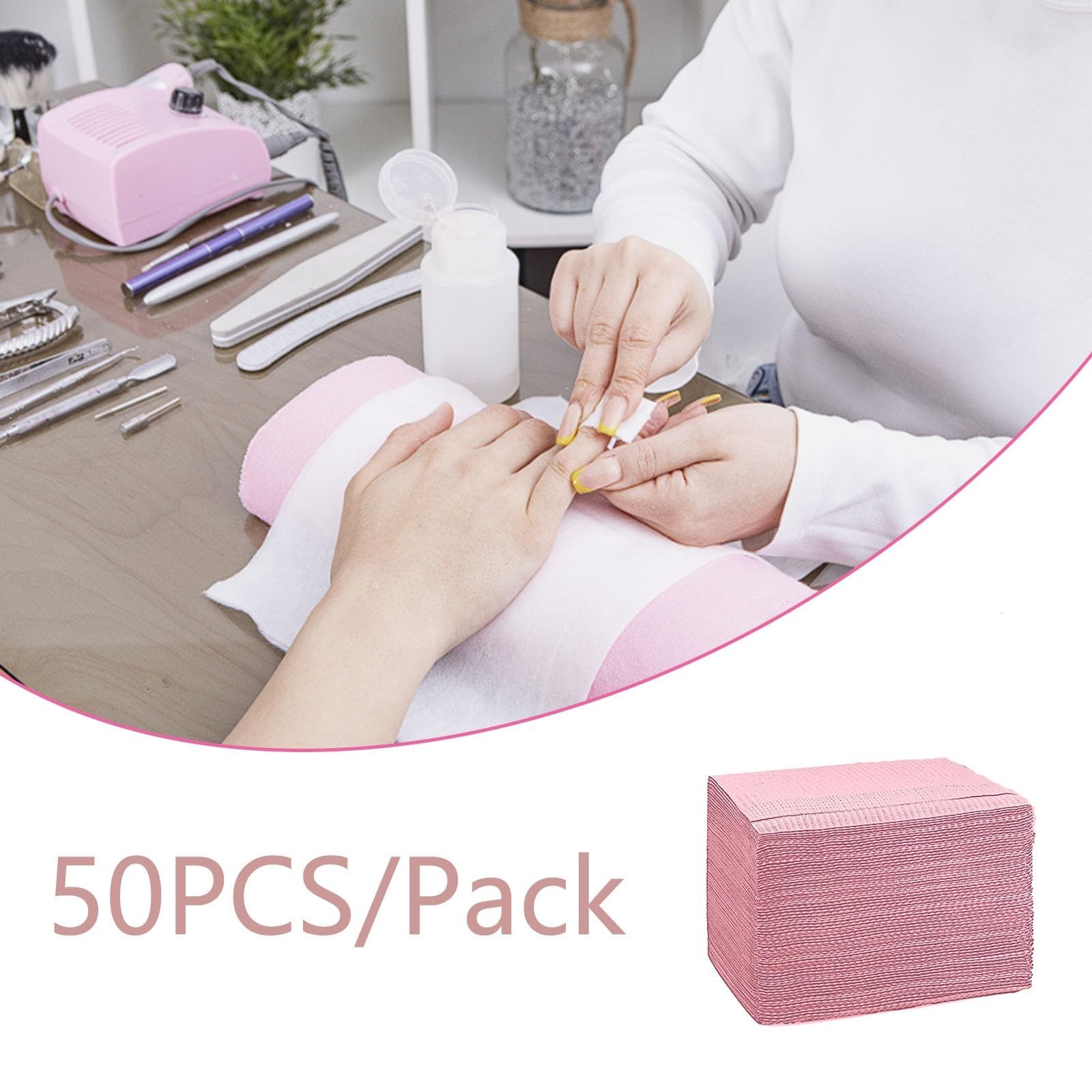 Nail Art Table Mats Disposable Nail Paper Towels,50PCS Pink Waterproof 3 Ply …