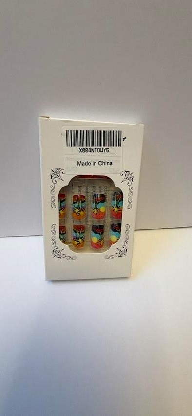 Tropical Sunset Press On Nails Palm Tree Island Beach Artificial Fake Nail Tips