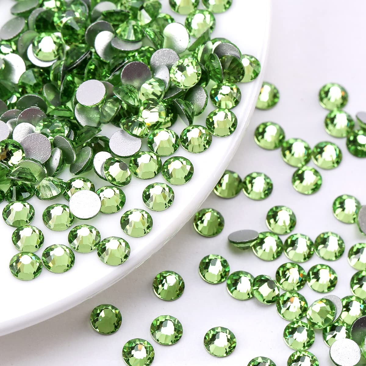 Light Green (1mm-6mm) FlatBack Crystal Nail Art Rhinestones Gems Tips Decoration