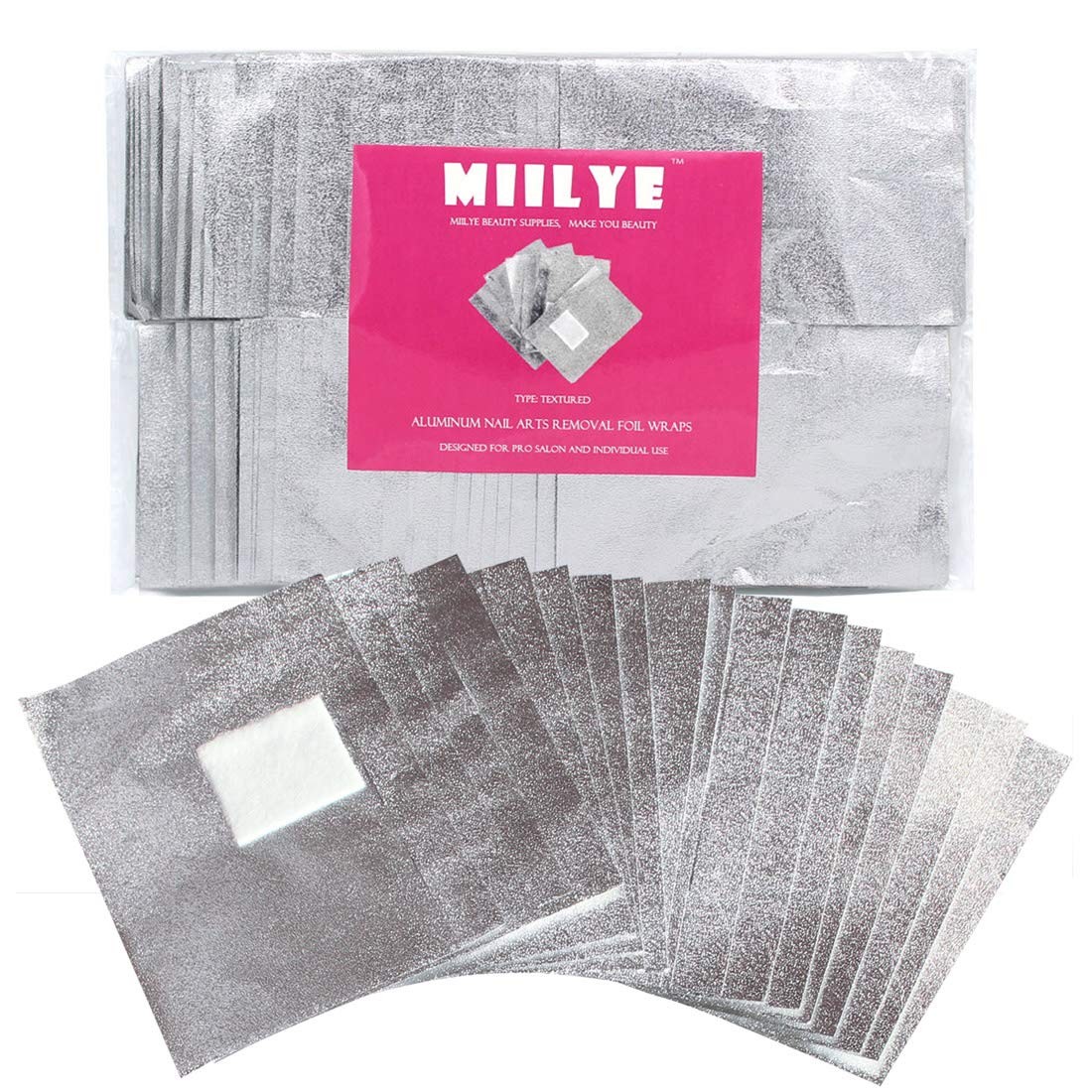 MIILYE Nail Polish Remover Foil Wraps for 100 Count (Pack of 1), silver